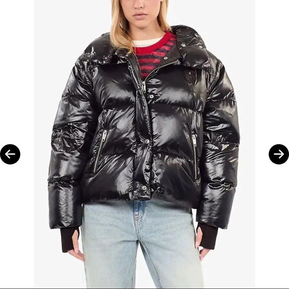 $715 The Kooples Detachable-Sleeve Hooded Padded Shell-Down Jacket Puffer NWT Sm